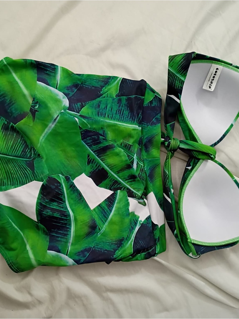 COCOSHIP Green Leaf Print High Waisted Bikini Set - Picture 5 of 5